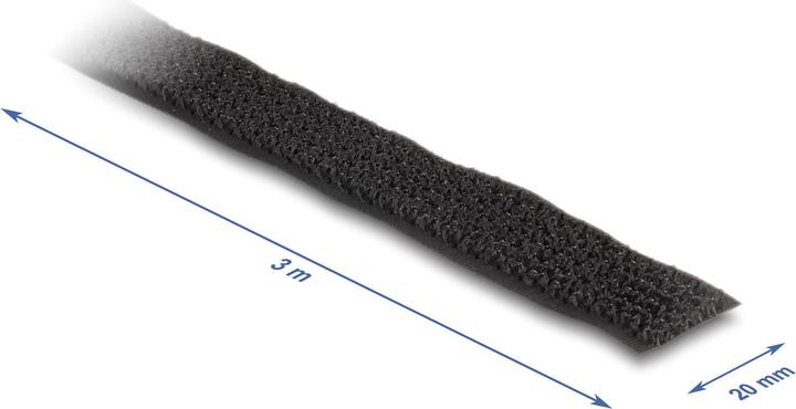 Produktbild Delock Klettband auf Rolle mit Schlaufe L 3 m x B 20 mm schwarz (20 mm)