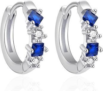 Agato - Beautiful silver hoop earrings with zircons AGT-E130KWBL