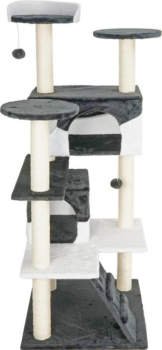 Produktbild Wiltec Kratzbaum Grau/Weiss 130cm Katzenkratzbaum Katzenbaum Kletterbaum Katze (130 cm, Grau/Weiss)