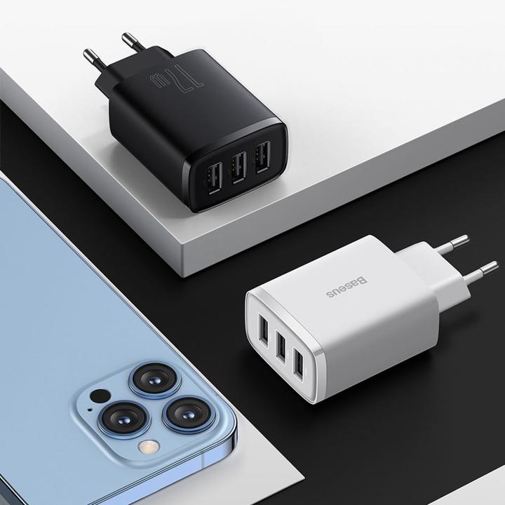 Actual product image Baseus Compact Charger 3U 17W EU White (17 W)