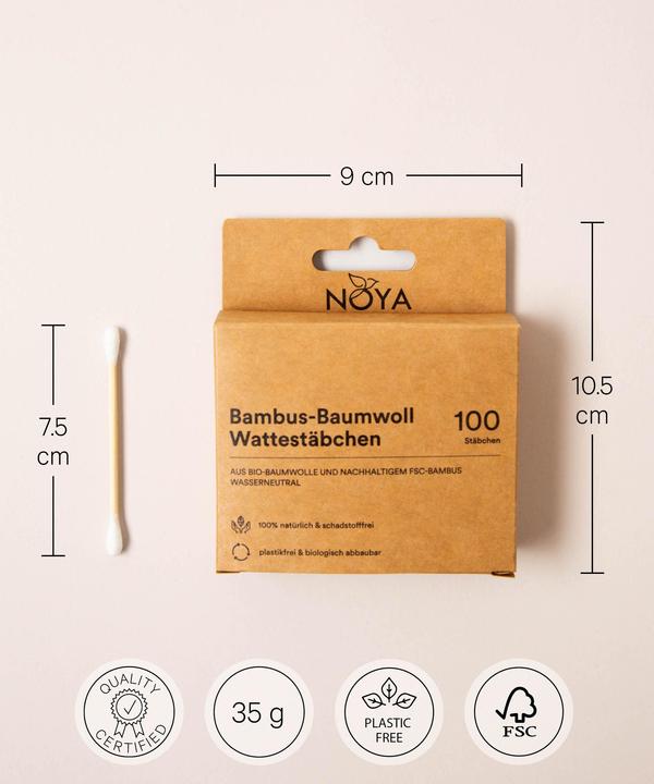 Actual product image Noya Cotton buds bamboo organic cotton, 100 pcs.