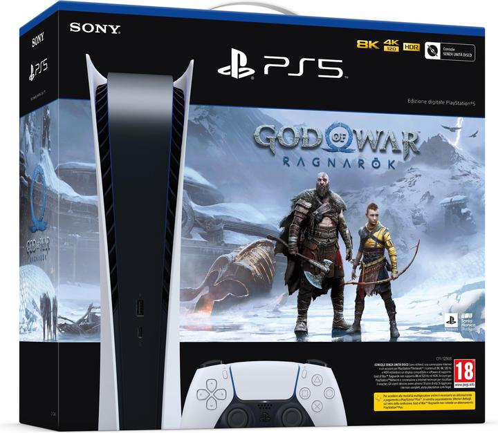 Produktbild Sony PlayStation 5 Digital Edition + God of War Ragnarök Wi-Fi Black, White