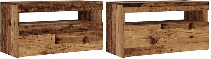 Immagine prodotto VidaXL TV Schrank Lowboard Fernsehschrank Fernsehtisch LED 2 Stk. Altholz-Optik (75 x 35 x 40 cm)