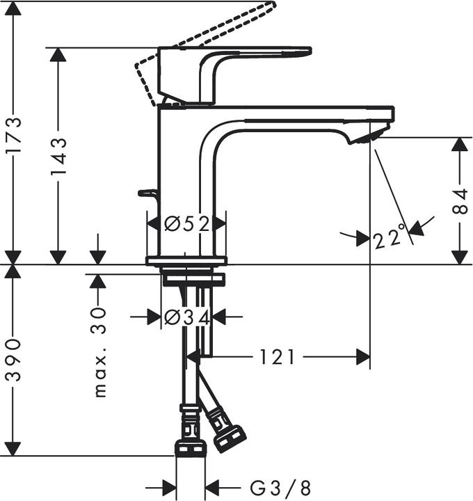 Immagine prodotto hansgrohe HG miscelatore monocomando per lavabo Rebris E 80 CoolStart m ZAG cromo