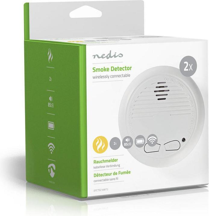 Actual product image Nedis Smoke detector | Battery-operated | Battery life up to: 1 year | Linkable | EN 1460