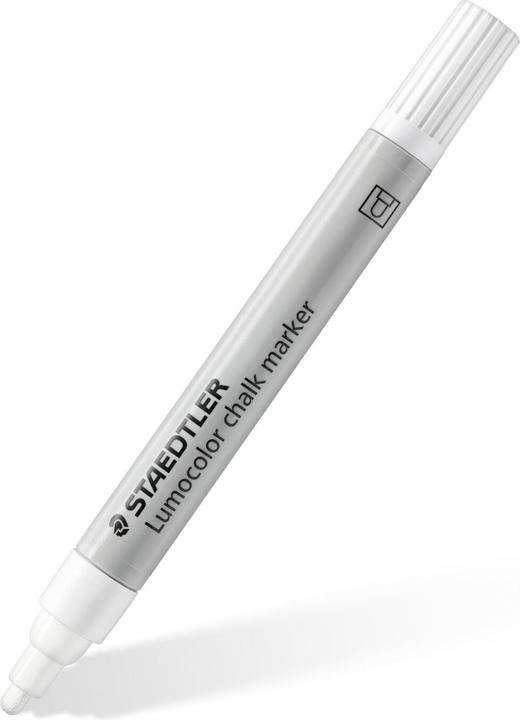 Produktbild Staedtler Lumocolor Kreidemarker chalk marker, weiss, Blister Strichstärke: ca. 2,4 mm, Rundspitze, geruchsarm (Weiss, 2.40 mm, 1 x)