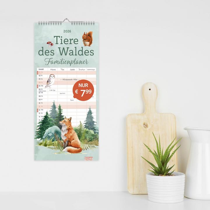 Immagine prodotto tm Tiere des Waldes Familienplaner 2026 (21 x 45 cm, Copertina rigida, Tedesco)