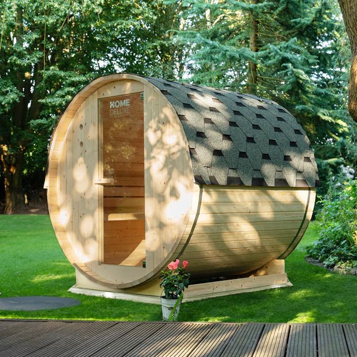 Actual product image Home Deluxe Outdoor sauna barrel sauna AQUILA L- 195 x 180 cm for 4 persons - sauna with 6kW heater