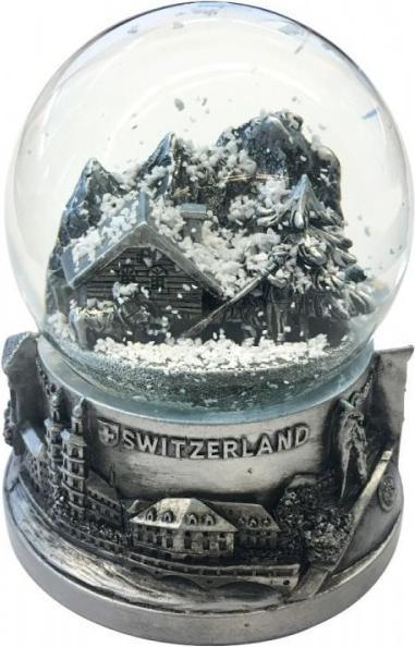 CreaDiva Schneekugel Schweiz Silber gross (9cm)