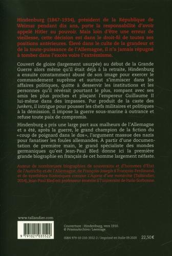 Image du produit Hindenburg : l'homme qui a conduit Hitler au pouvoir (Français, Bled Jean-Paul, 2020)