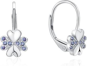 Produktbild Moiss Playful silver earrings with blue zircons four-leaf clover E0000570