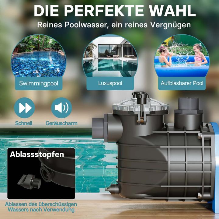 Produktbild Wiltec Pool Pumpe 34800 l/h 3000 W Schwimmbadpumpe Filterpumpe Umwälzpumpe Pool