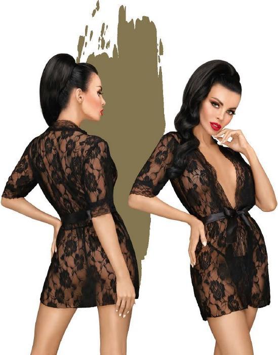 Produktbild Penthouse Lingerie Sweet retreat - Lace kimono with satin tie belt, 2 pieces - (M/L)