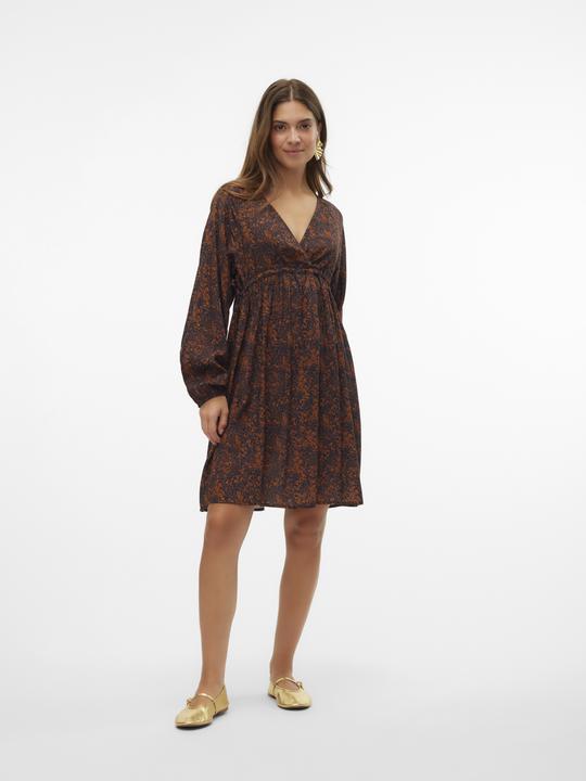 Produktbild Mamalicious Normal geschnitten V-Ausschnitt Elastische Bündchen Ballonärmel Kurzes Kleid Kleid (L)