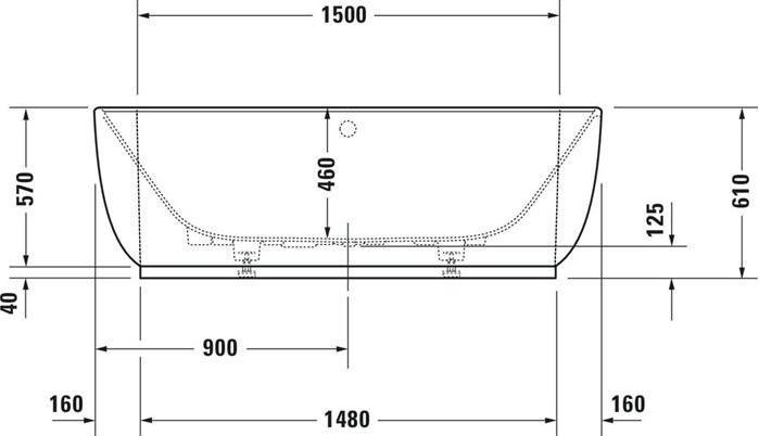 Produktbild Duravit Badewanne LUV 1800x950mm Vorwandver 2 RS weiss (252 l, 180 cm, 95 cm)