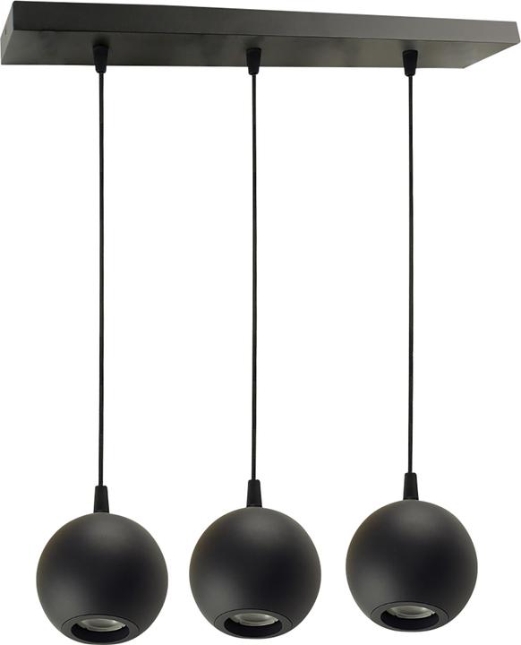 Enovalite LED-Pendellampe GLOBE, GU10-Fassung, IP20, Ø10cm, 3 flammig, schwarz (GU10)