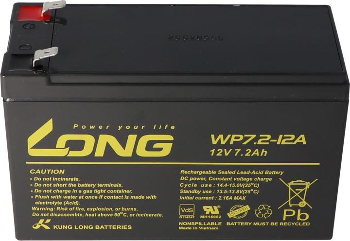 Actual product image Kung Long Battery WP7.2-12A, Faston 6.3mm plug contacts (12V)