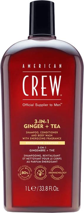 American Crew 3-in-1 Ginger & Tea Shampoo, Conditioner & Body Wash (1000 ml, Flüssiges Shampoo)