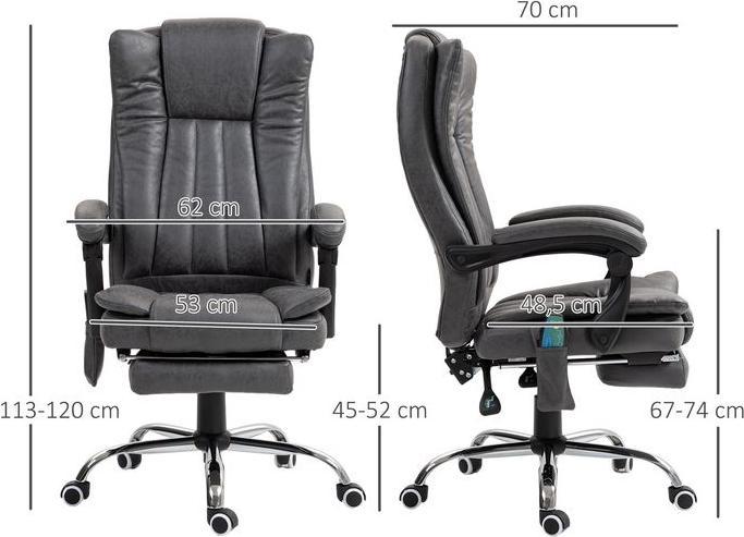 Immagine prodotto Swisshandel24 Sedia da ufficio con funzione massaggio e calore, ergonomica, 6 punti di massaggio, poggiapiedi