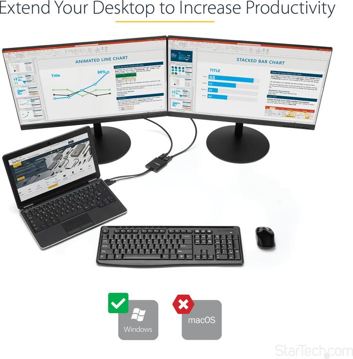 Produktbild StarTech Mst Hub - 2-Port Displayport (Digital -> Digital)