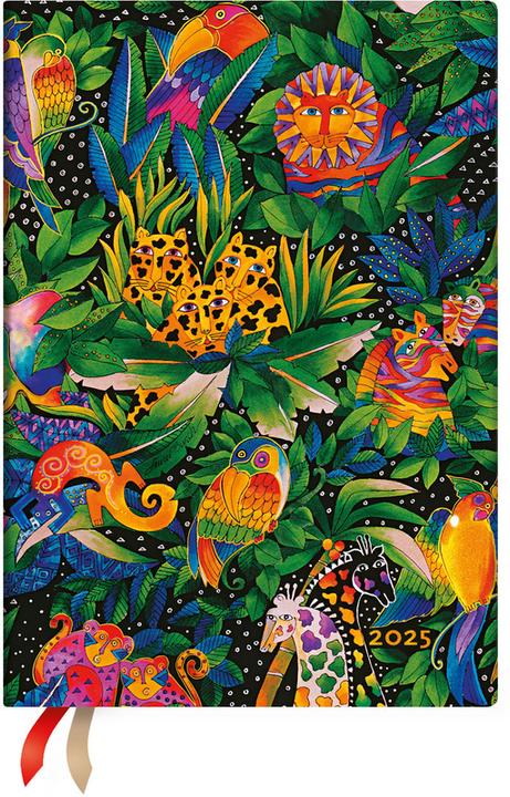 Actual product image Paperblanks PAPERBLAN Agenda Jungle Song 2025 DHD6036 1W/1S VSO Midi HC DE 13x18cm (18 x 12.5 cm, German)