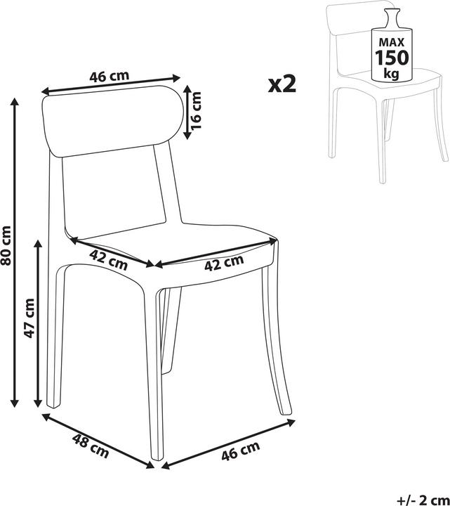 Produktbild Beliani Esszimmerstühlen Transparent 2er Set COVINGTON