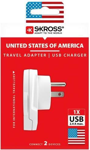 Immagine prodotto Skross Reiseadapter World USA mit USB Ladegerät, Anzahl Pole