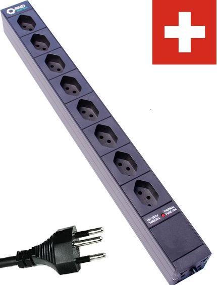 Image du produit RND Electronics Bâti de prises 8x prise suisse type J (T13) - prise suisse type J (T12) noir 3m (8 x, Type 13, 3 m)