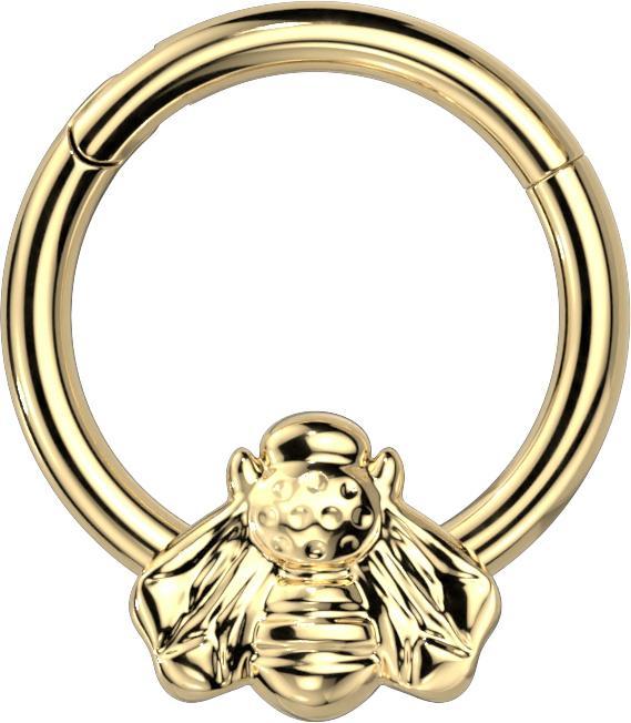 Produktbild Star Piercing Micro Segmentring klappbar vergoldet Biene (ohne Messing, Titan G23)