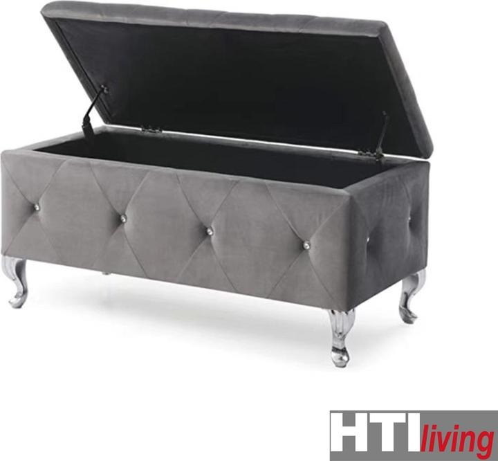 Produktbild HTI-Living Sitzbank mit Stauraum Maribella Velvet Grau (96 cm)