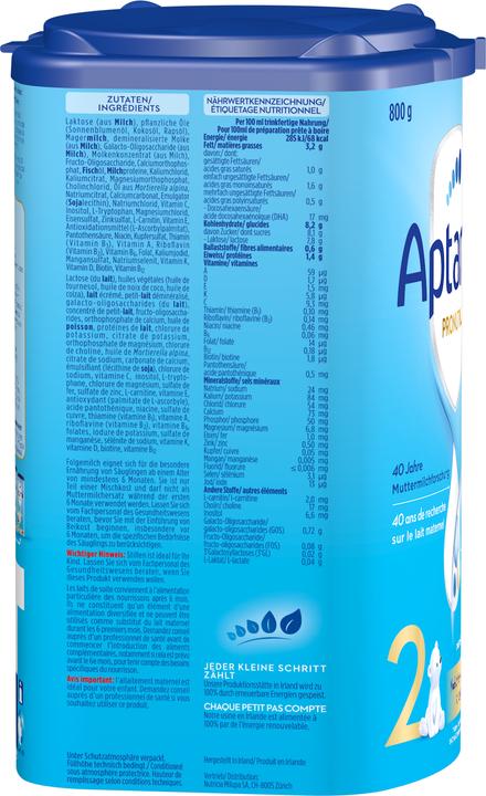 Nährwerte und Zutaten Aptamil Monatsbox Pronutra 2 (3200 g, ab 6 Monaten)