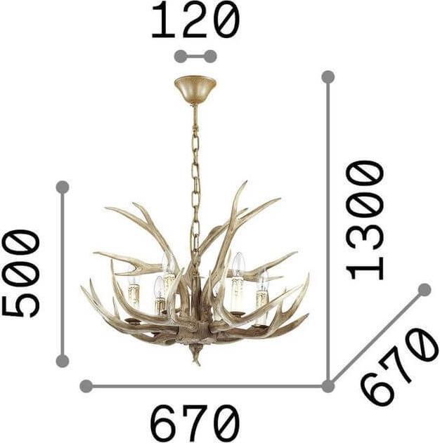 Produktbild Ideal lux CHALET Pendelleuchte E14 6-fach ⌀670mm dimmbar Beige 115498 (E14)