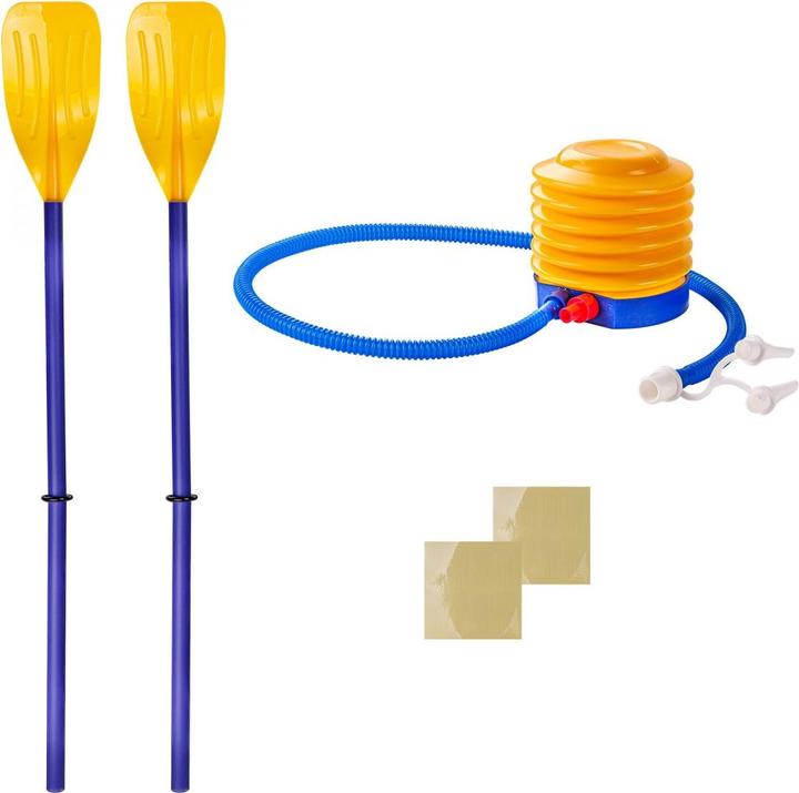 Immagine prodotto Dema Schlauchboot Paddelboot Ruderboot Boot mit 2 Paddel + Luftpumpe bis 150 kg gelb (190 cm, 2 pers.)