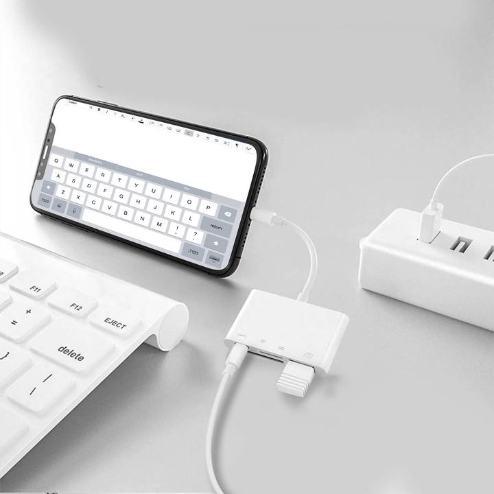 Image du produit Avizar Lightning iPhone / iPad Adaptateur lecteur de carte pour USB / Micro-SD /Lightning - Blanc