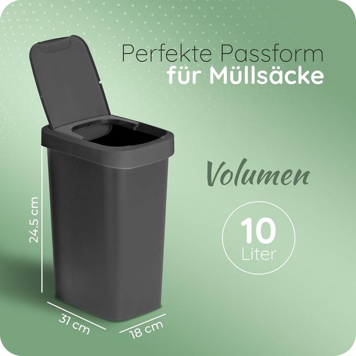 Produktbild Novaliv Sparset 5x Mülleimer 10L mit 2in1 Deckel, Klappdeckel & Schwingdeckel, Anti-Geruch Abfalleim (10 l)
