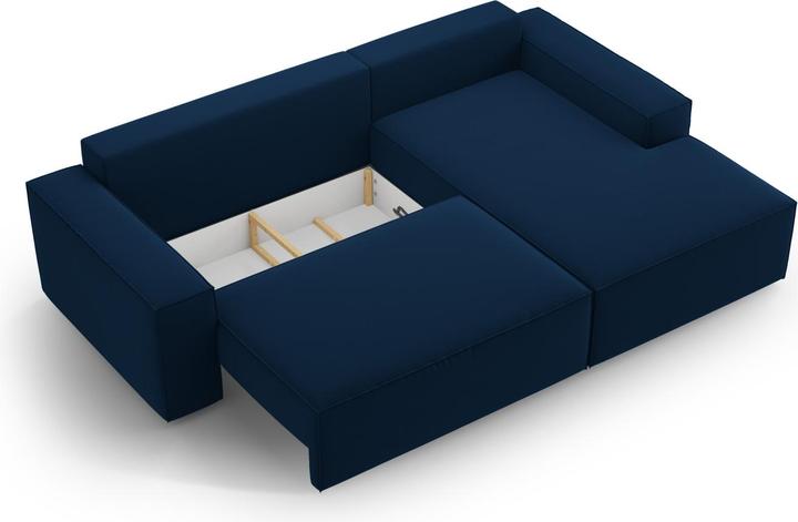 Actual product image Micadoni Velvet Right Corner Sofa With Bed Function And Box, "Jodie", 3 Seats, 246x151x86 Made in Europe (Corner sofa)