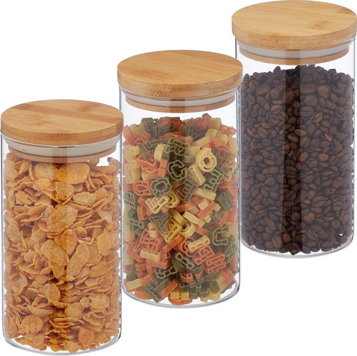 Relaxdays 3x storage jar (1 l)