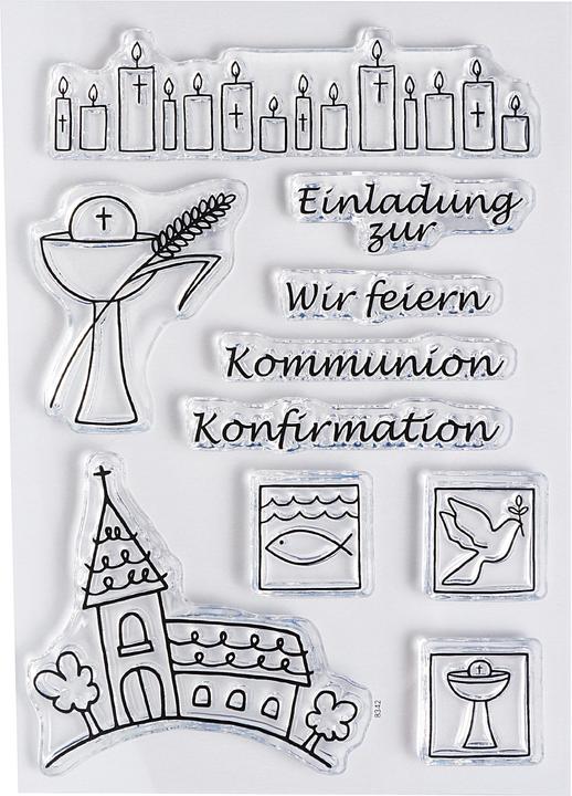 Produktbild Efco Clear Stempel-Set "Kommunion/Konfirmation", ca. 7,4x10,5cm
