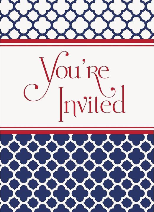 Actual product image Unique Party Hamptons Quatrefoil Invitations (Pack of 8)