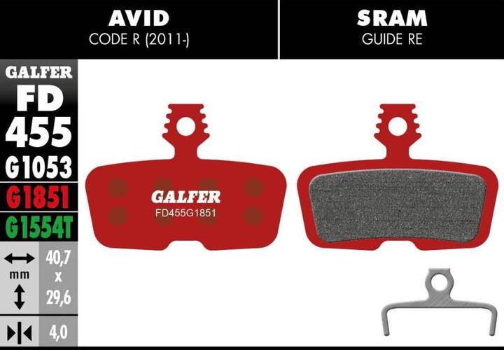 Immagine prodotto Galfer Bike Pastiglie per freni avanzate (Avid, SRAM, Semimetallico)