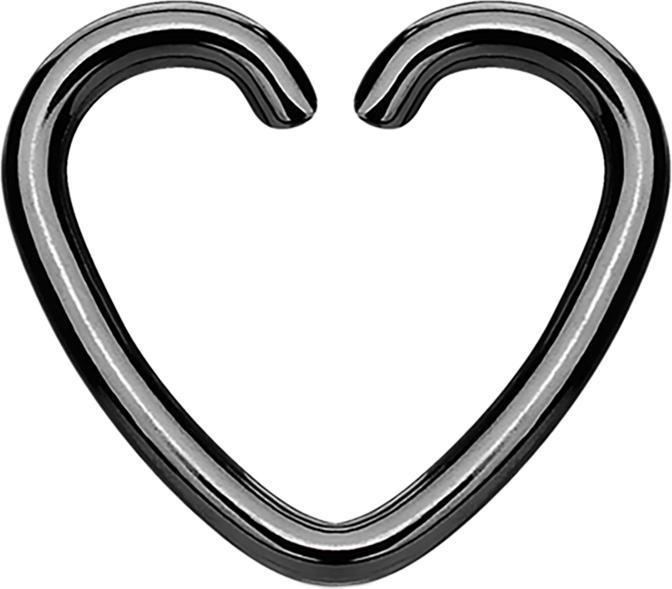 Produktbild Star Piercing Micro Piercing Ring Herz schwarz mit Titanium Beschichtung (Chirurgenstahl 316L, ohne Messing)