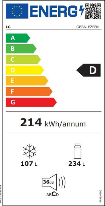 Energy Label LG GBB61PZFFN (341 l)