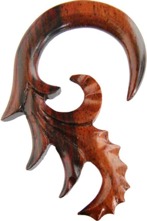 Produktbild Star Piercing Ohrgewicht Spirale Drachenschwanz aus Narra Holz (ohne Messing, Organisch)