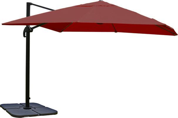 Produktbild Swisshandel24 Ampelschirm, Gastronomie Sonnenschirm, 3x3m (Ø4,24m) Polyester/Alu 23kg, bordeaux mit Ständer - 2712 (3 m)