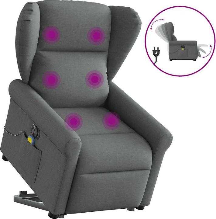 Produktbild VidaXL Elektrischer Massagesessel mit Aufstehhilfe Dunkelgrau Stoff