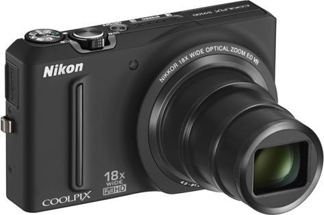 Actual product image Nikon Coolpix S9100, 12MP, 18x zoom, FullHD movies, black