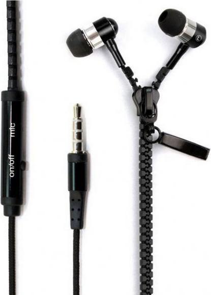 Actual product image Hermex In Ear ZIPPER Headset with Remote Control BLACK for all Android Smartphones (No noise cancelling, Cable)