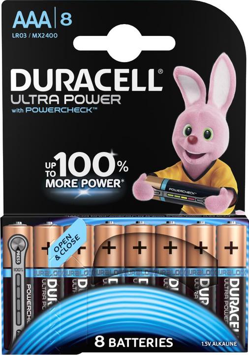 Actual product image Duracell Pack de 8 piles Alcaline compatible Ultra Power type AAA 1,5V (LR03) (8 pcs., AAA)