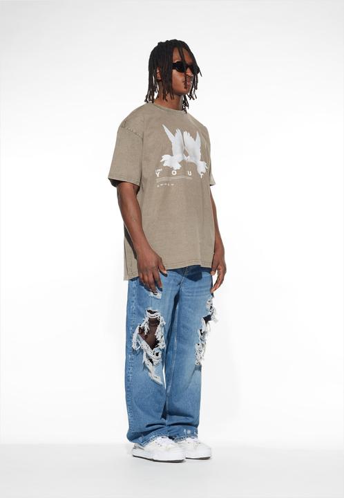 Actual product image Lost Youth LY ACID WASHED TEE DOVE - 105673 (M, L)