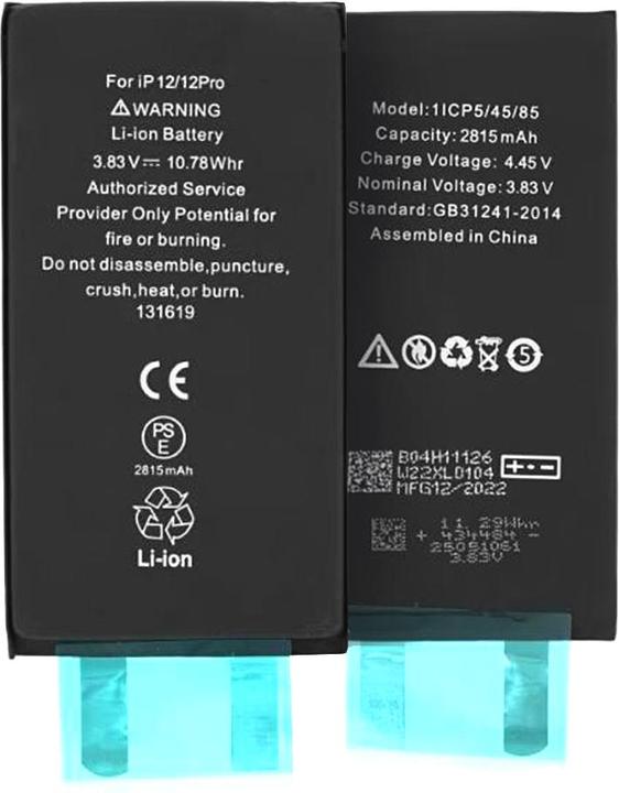 Immagine prodotto OEM - Smartphone Battery (18530) - without Flex-Cable - iPhone 12 / 12 Pro - 2815mAh - Black